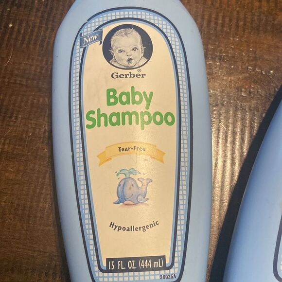 Vintage Lot of 2 Bottles Gerber Baby Shampoo Tear Free Hypoallergenic 15 oz - Picture 2 of 6
